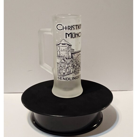 Vintage German Christmas Market Frosted Glass Stein With Munich Scene & Handle - Picture 5 of 13